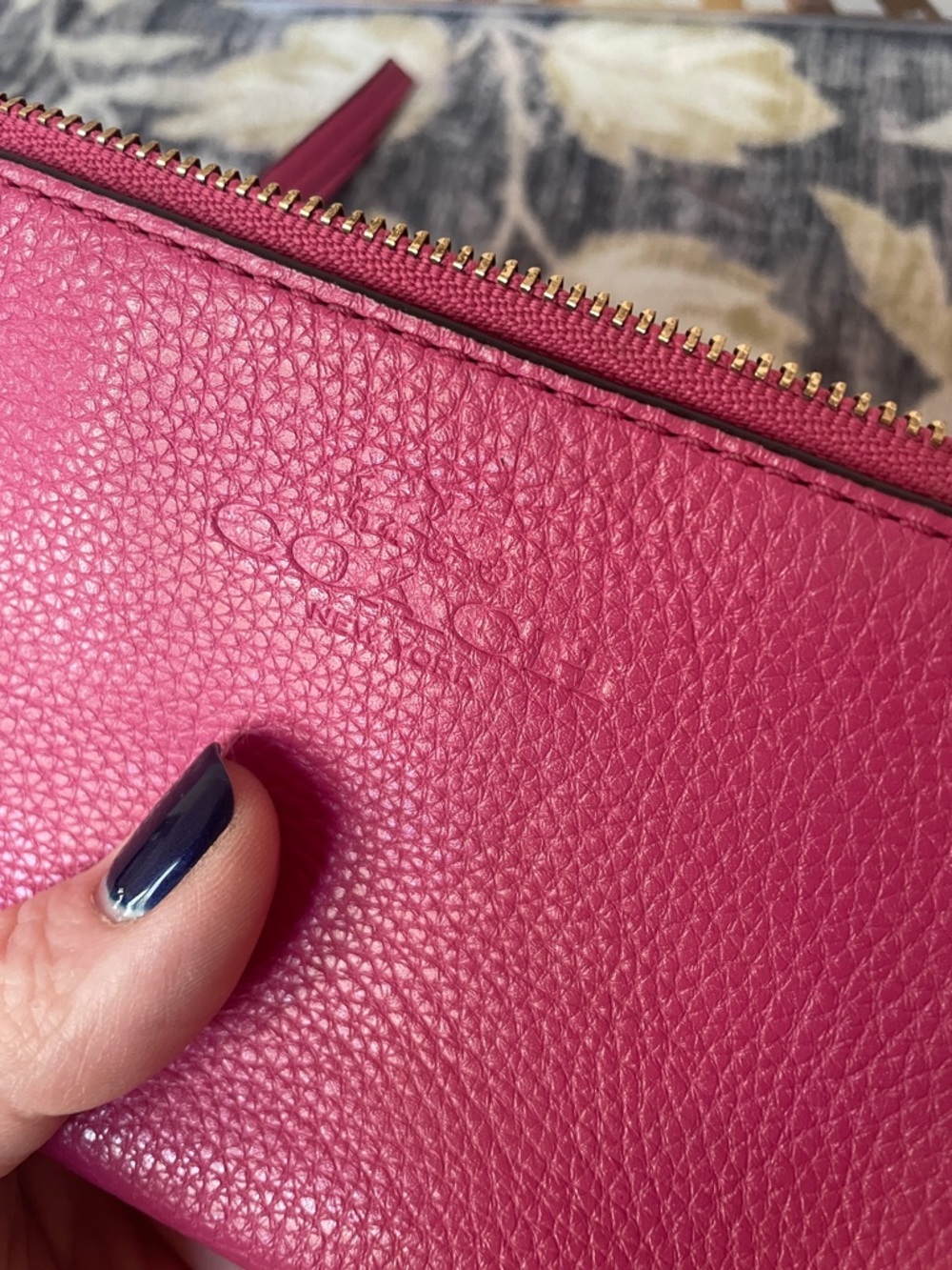 Coach Pink Pebbled Leather Wristlet Clutch Two Compartments Zippered - Picture 12 of 14